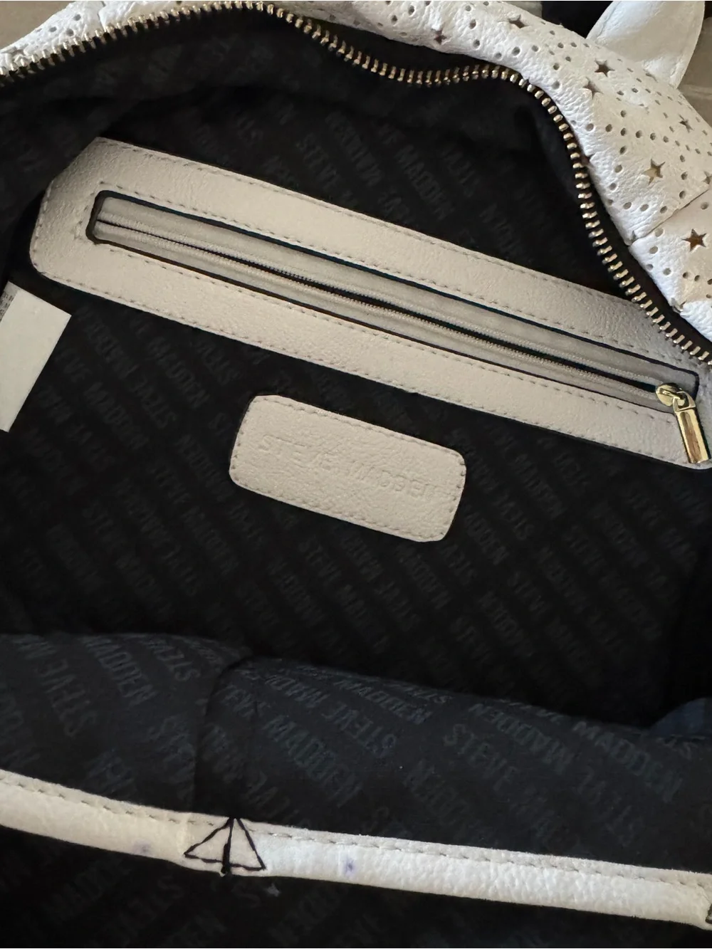 Steve Madden White Star-Perforated Mini Backpack